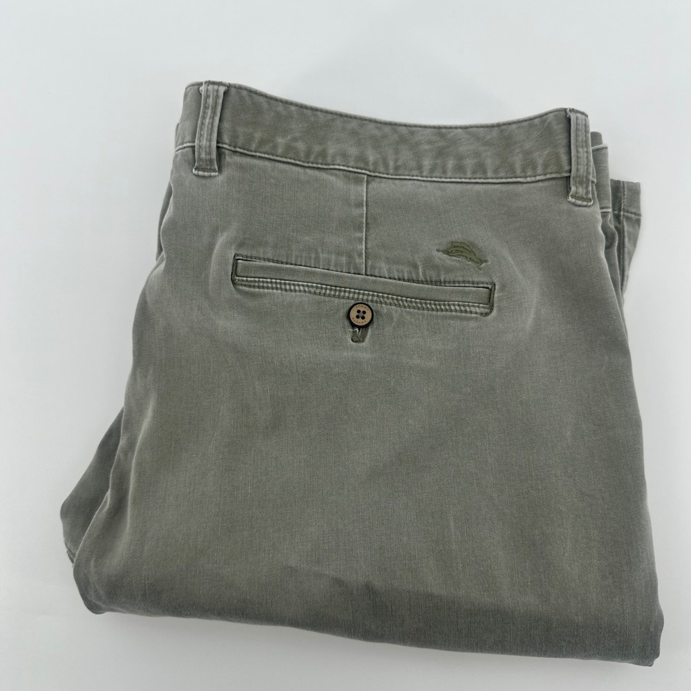 Tommy Bahama Chino Shorts Mens 38 Gray Flat Front Relaxed Cotton